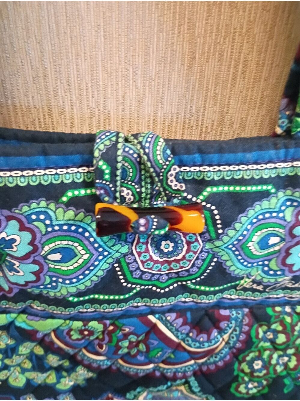 Vera Bradley Blue Rhapsody Retired Quilted Tote Shoulder Bag Floral Blue Green - Picture 2 of 10